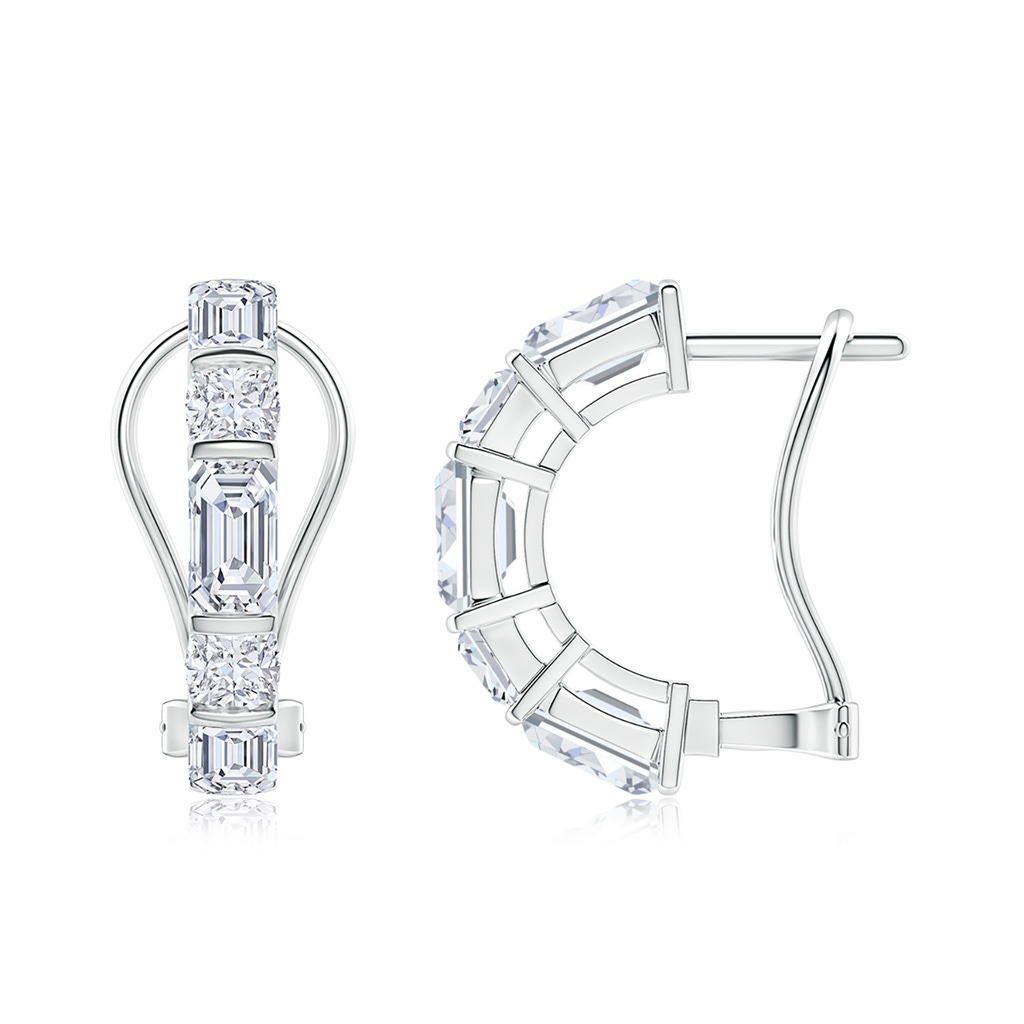 5x3mm FGVS Natori x Angara Orient Express Lab-Grown Baguette & Cushion Diamond Half Hoop Earrings in White Gold