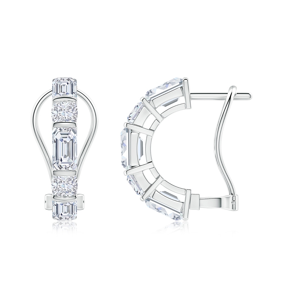 5x3mm FGVS Natori x Angara Orient Express Lab-Grown Baguette & Cushion Diamond Half Hoop Earrings in White Gold 