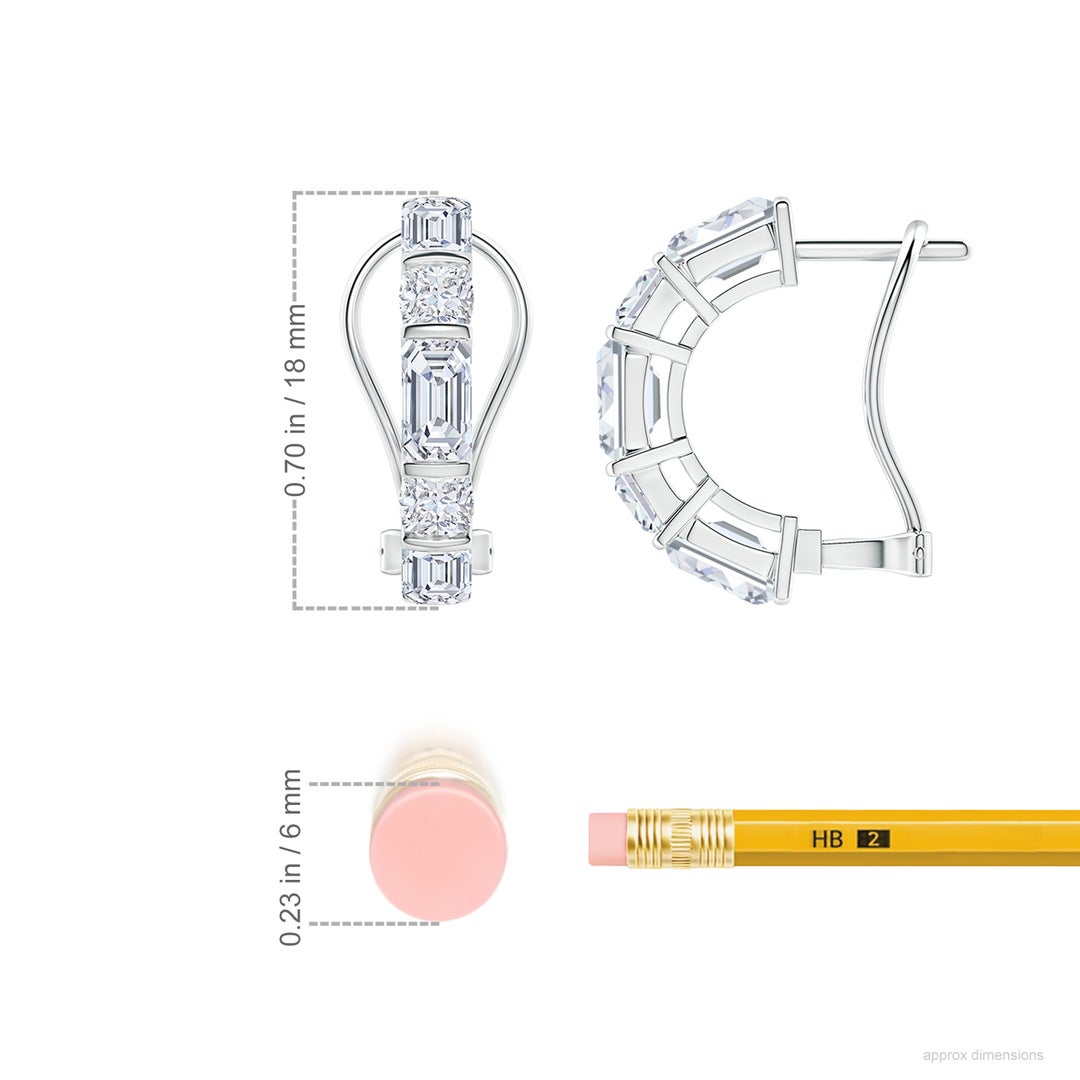 5x3mm FGVS Natori x Angara Orient Express Lab-Grown Baguette & Cushion Diamond Half Hoop Earrings in White Gold - ruler