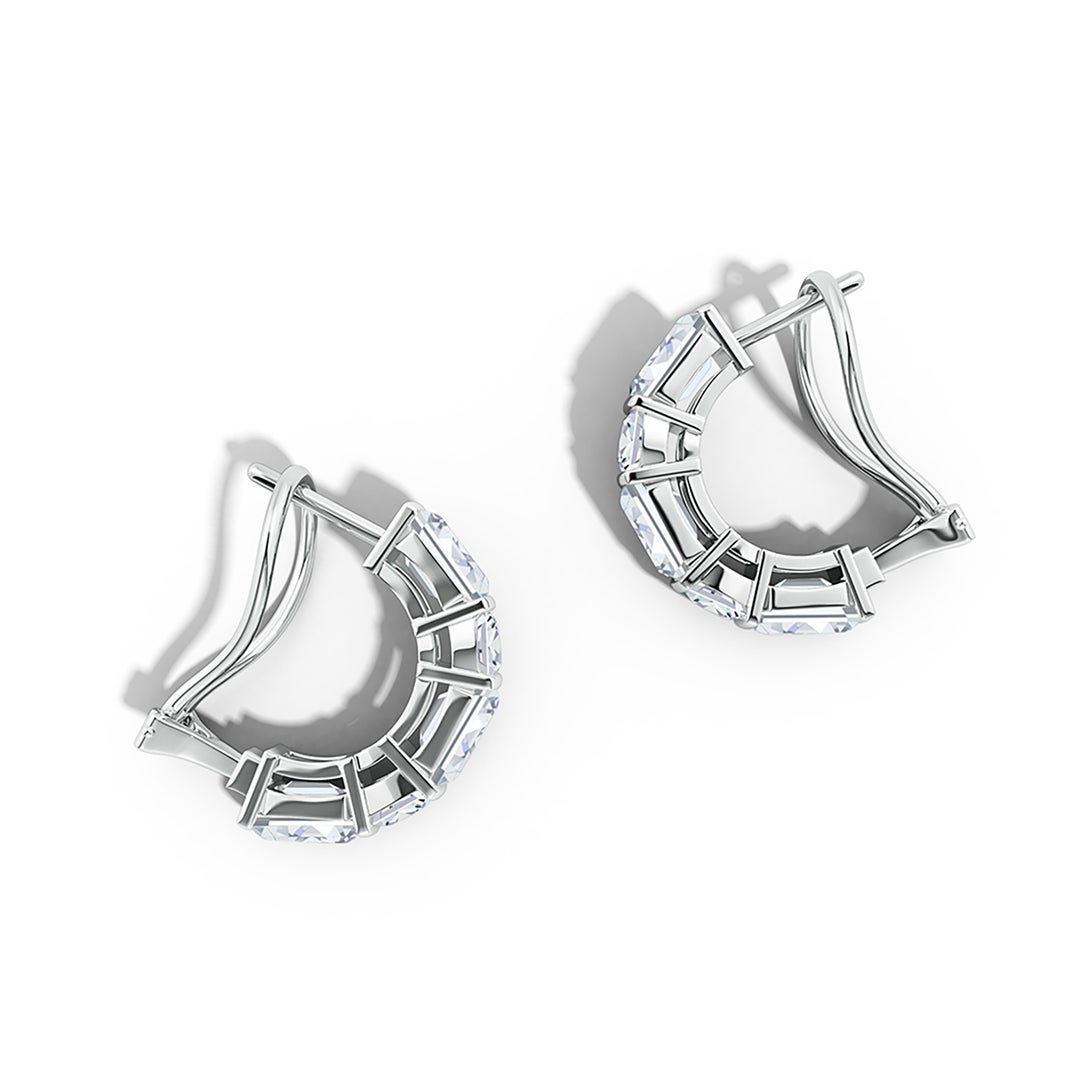 5x3mm FGVS Natori x Angara Orient Express Lab-Grown Baguette & Cushion Diamond Half Hoop Earrings in White Gold - lifestyle 3