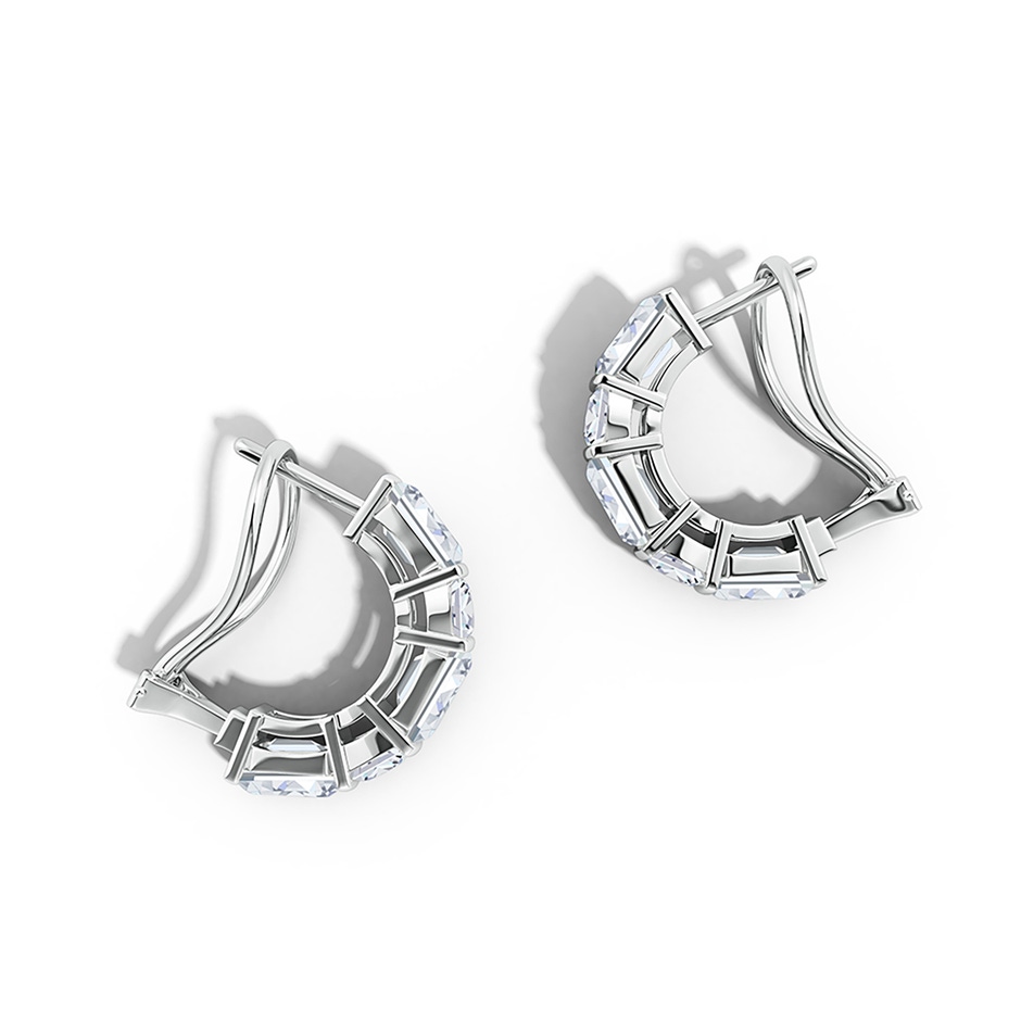 5x3mm FGVS Natori x Angara Orient Express Lab-Grown Baguette & Cushion Diamond Half Hoop Earrings in White Gold side 399