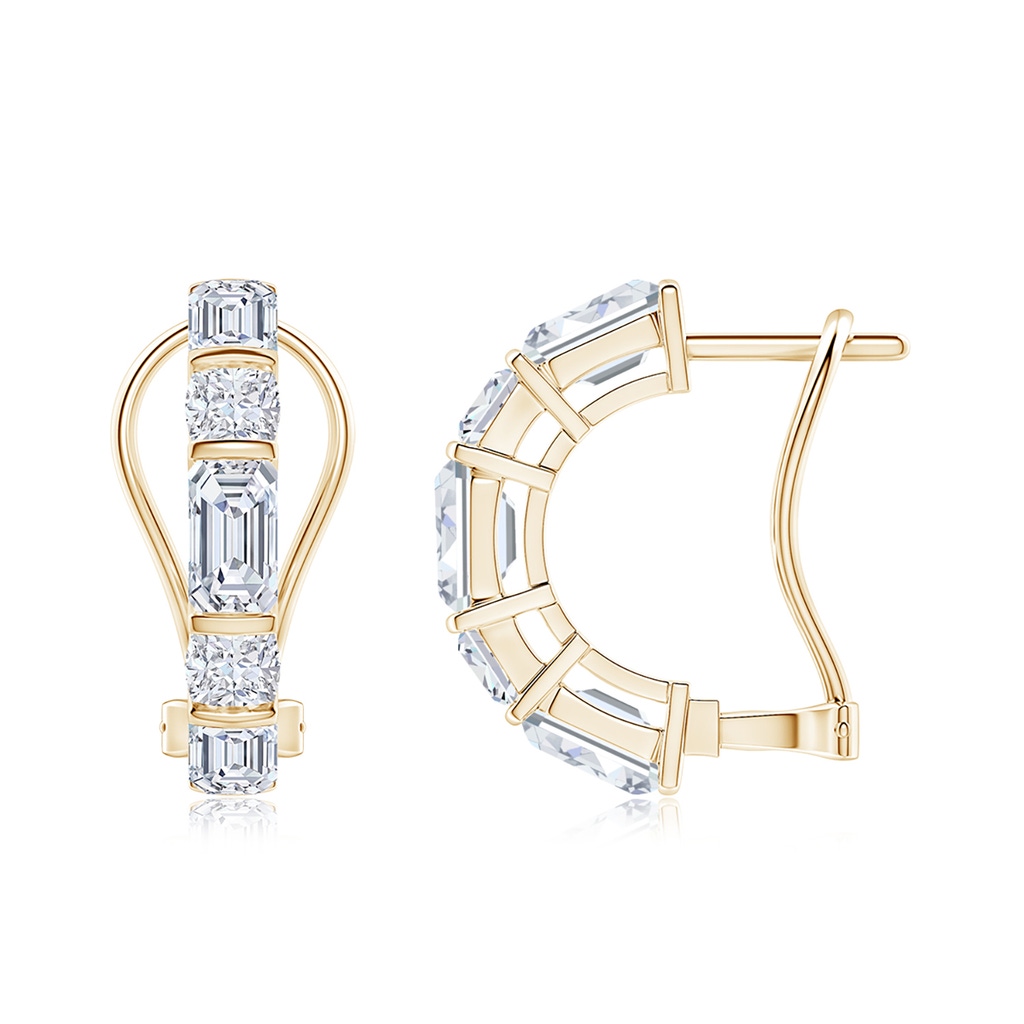 5x3mm FGVS Natori x Angara Orient Express Lab-Grown Baguette & Cushion Diamond Half Hoop Earrings in Yellow Gold