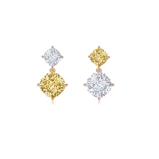 5.5mm fancyvs Natori x Angara Orient Express Lab-Grown yellow & White Diamond Two-Stone Earrings in 10K Rose Gold