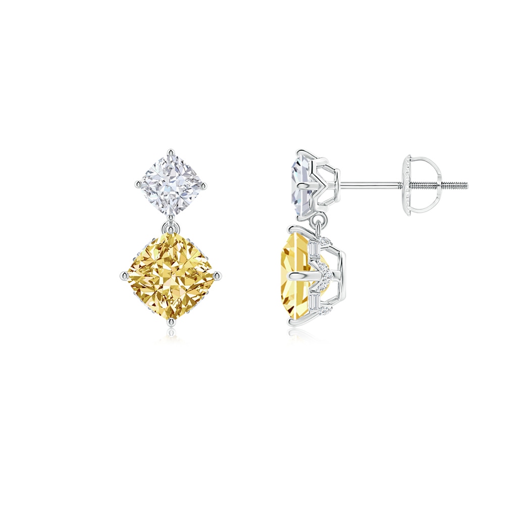 5.5mm fancyvs Natori x Angara Orient Express Lab-Grown yellow & White Diamond Two-Stone Earrings in White Gold - side 199