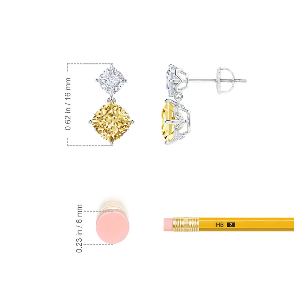 5.5mm fancyvs Natori x Angara Orient Express Lab-Grown yellow & White Diamond Two-Stone Earrings in White Gold ruler