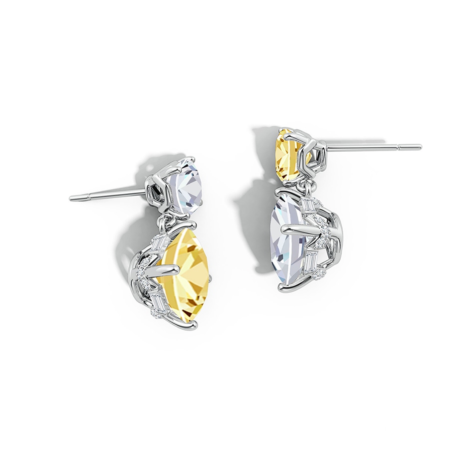 5.5mm fancyvs Natori x Angara Orient Express Lab-Grown yellow & White Diamond Two-Stone Earrings in White Gold side 599