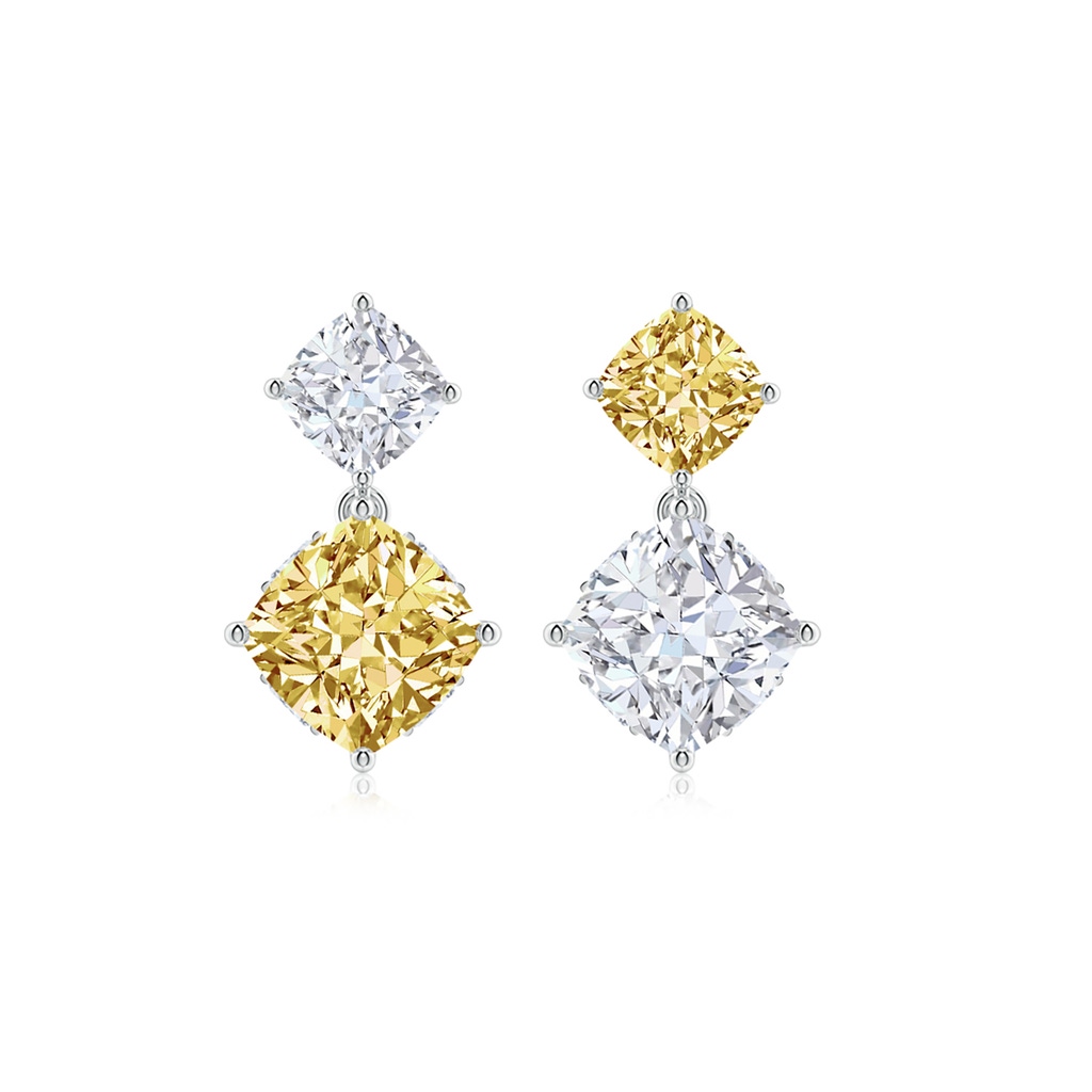 7mm fancyvs Natori x Angara Orient Express Lab-Grown yellow & White Diamond Two-Stone Earrings in White Gold 