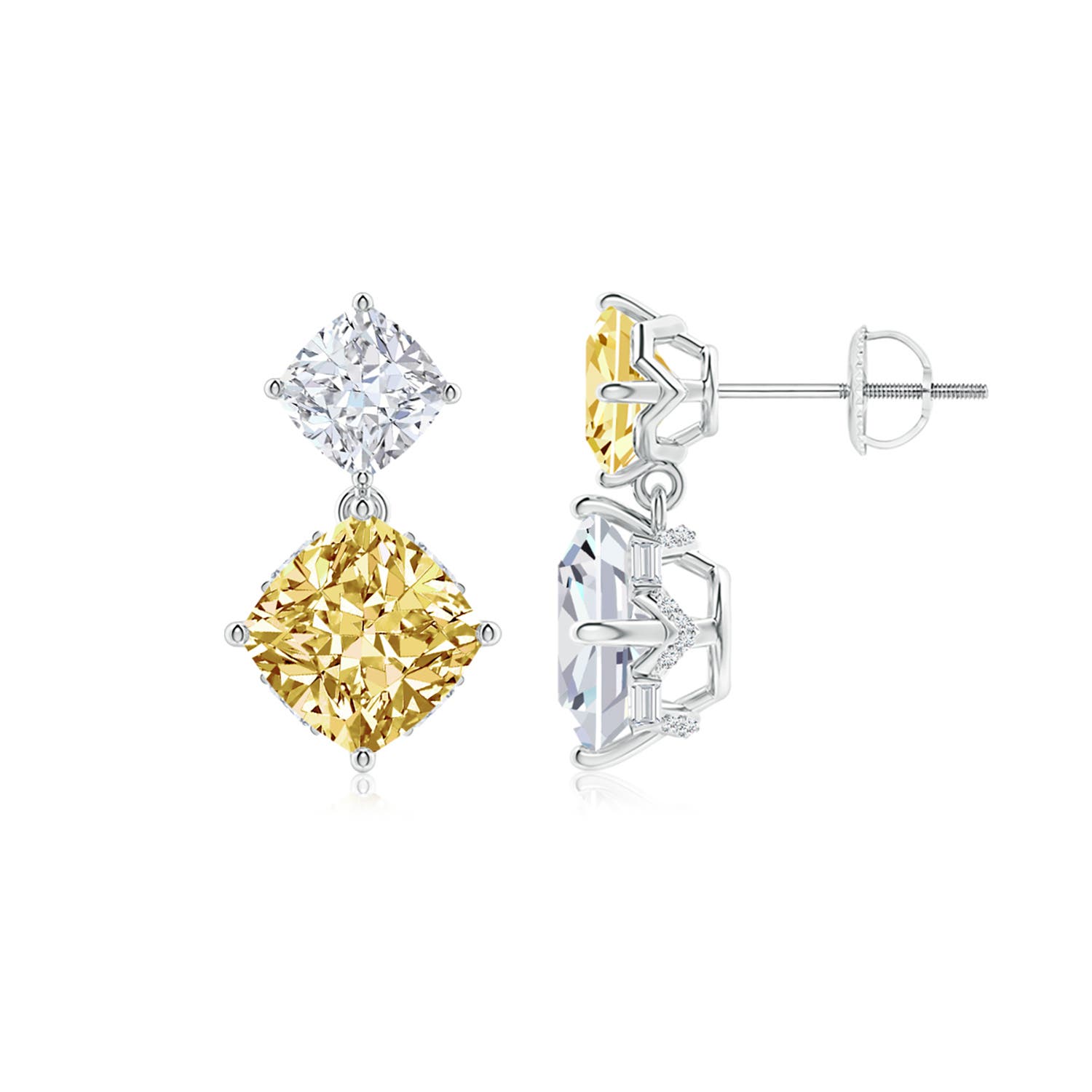 7mm fancyvs Natori x Angara Orient Express Lab-Grown yellow & White Diamond Two-Stone Earrings in White Gold - side 1