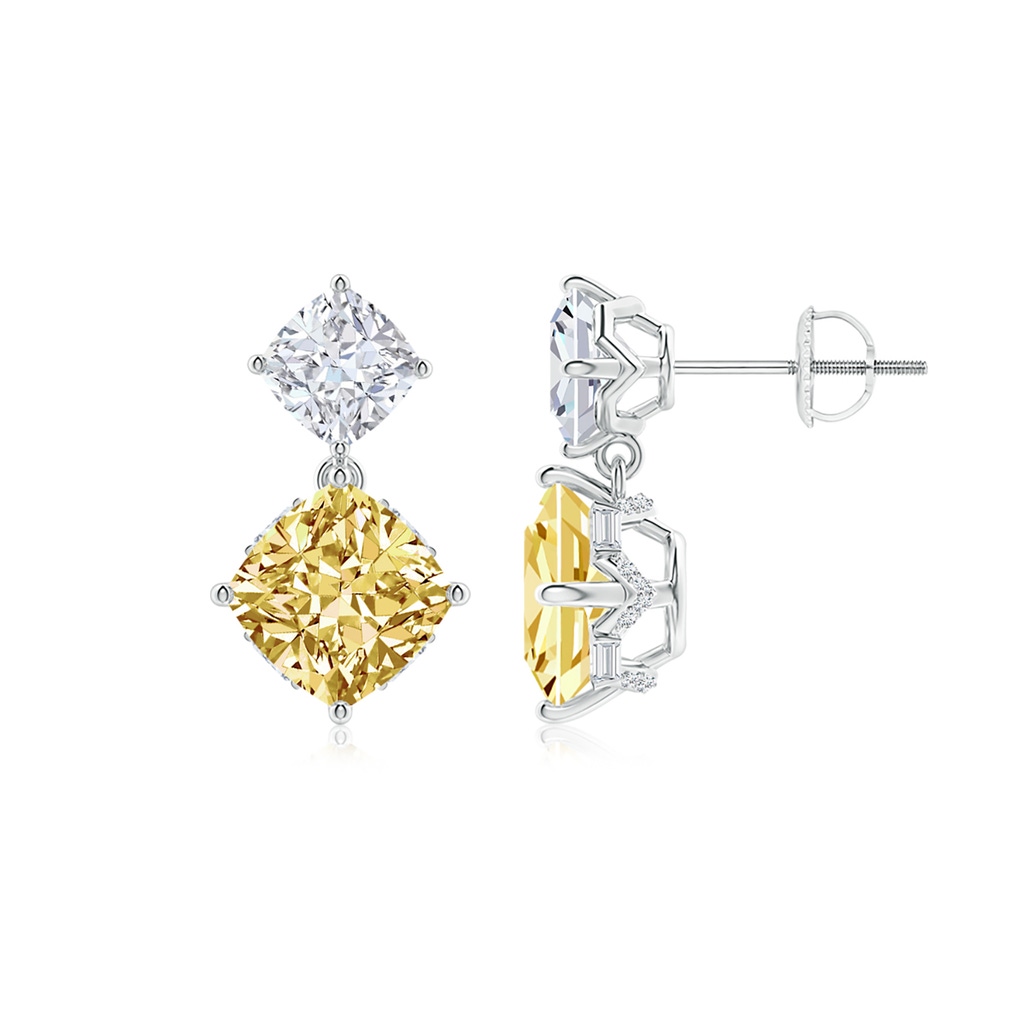 7mm fancyvs Natori x Angara Orient Express Lab-Grown yellow & White Diamond Two-Stone Earrings in White Gold Side 199