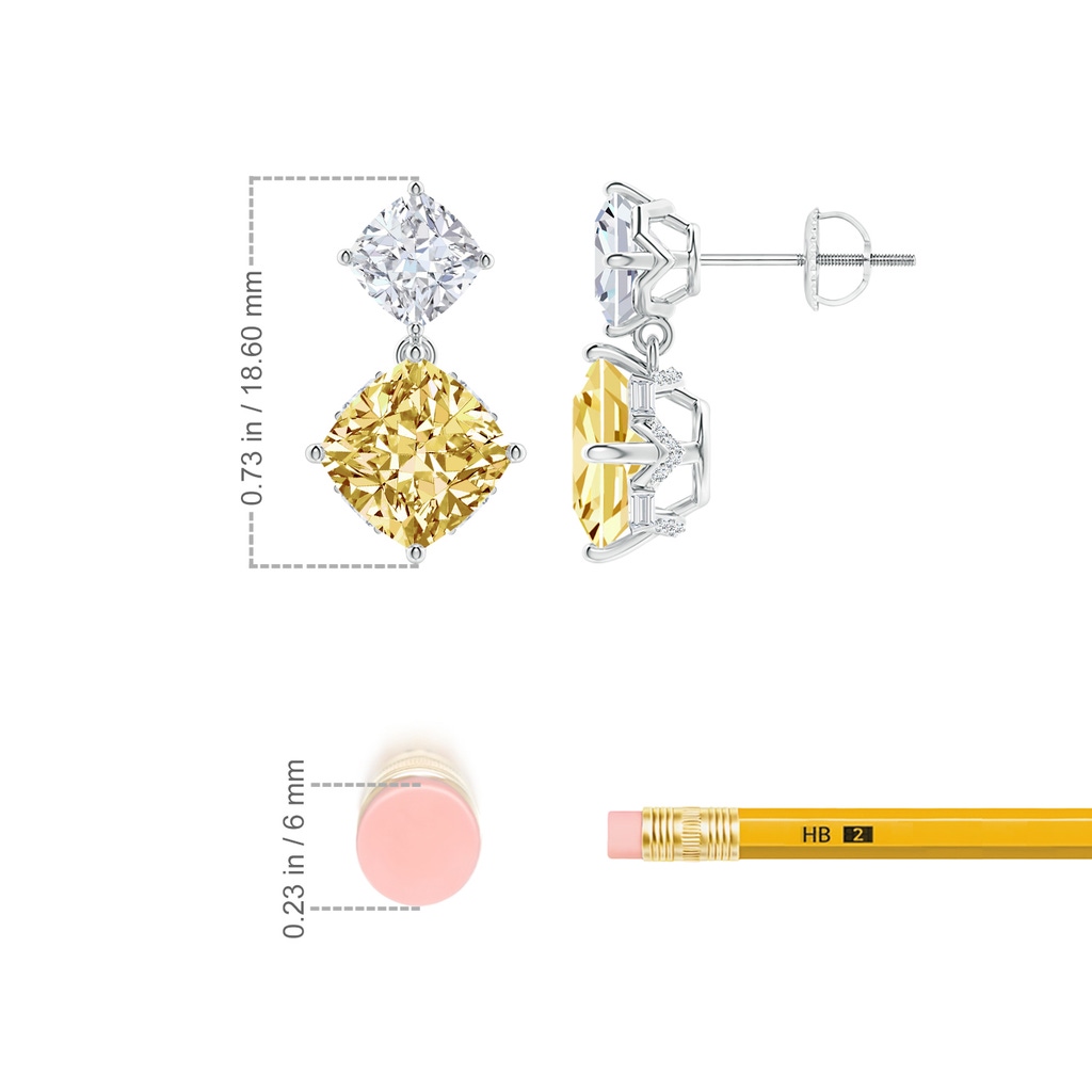 7mm fancyvs Natori x Angara Orient Express Lab-Grown yellow & White Diamond Two-Stone Earrings in White Gold ruler