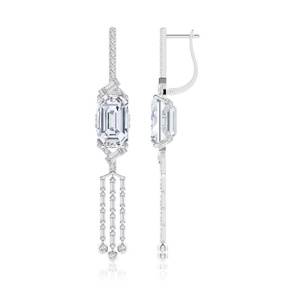 10x6mm FGVS Natori x Angara Orient Express Lab-Grown Baguette Diamond Tassel Drop Earrings in White Gold 