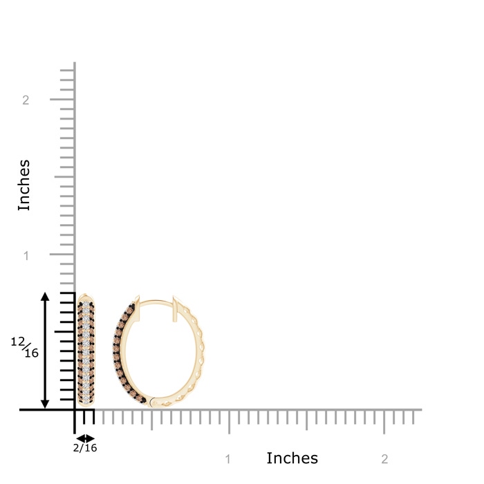 1.2mm AAA Pave-Set White and Brown Diamond Hoop Earrings in Yellow Gold product image
