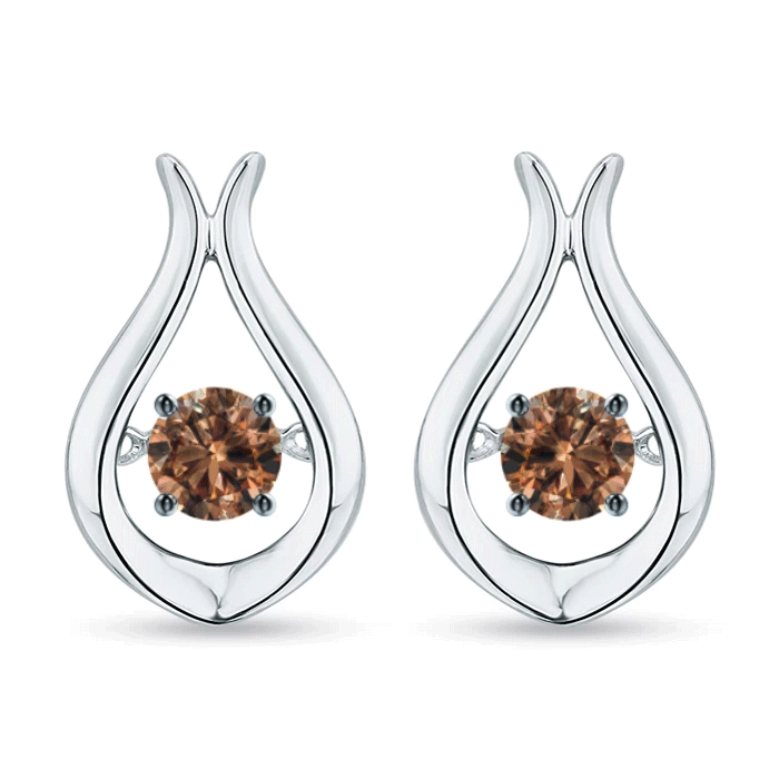 3.3mm AAAA Dancing Coffee Diamond Solitaire Drop Earrings in White Gold