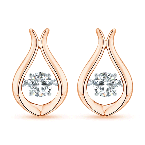 3.3mm GVS2 Rocking Diamond Solitaire Drop Earrings in Rose Gold