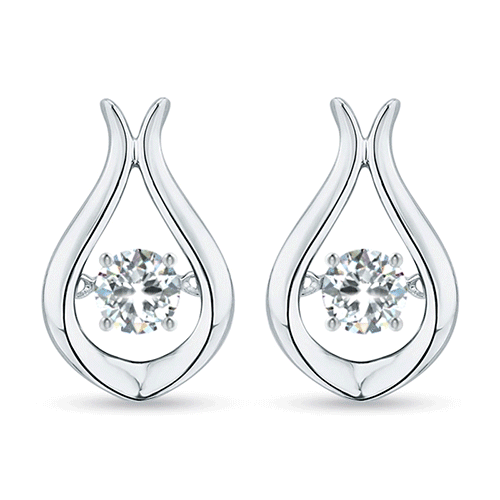 3.3mm GVS2 Rocking Diamond Solitaire Drop Earrings in White Gold
