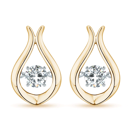 3.3mm GVS2 Rocking Diamond Solitaire Drop Earrings in Yellow Gold