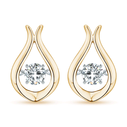 3.3mm GVS2 Rocking Diamond Solitaire Drop Earrings in Yellow Gold 