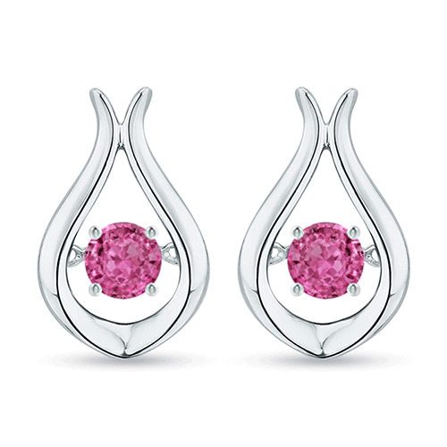 3.3mm AAAA Dancing Pink Sapphire Solitaire Drop Earrings in White Gold