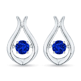 3.3mm AAAA Dancing Blue Sapphire Solitaire Drop Earrings in White Gold
