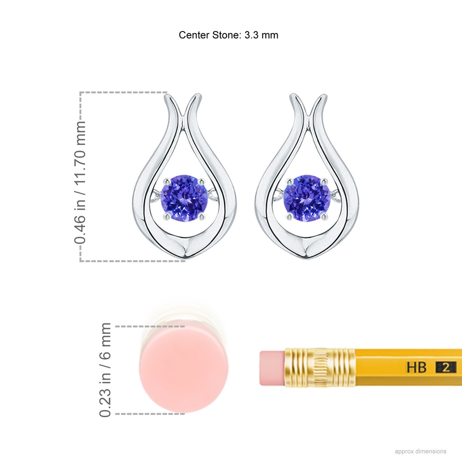 3.3mm AAAA Dancing Tanzanite Solitaire Drop Earrings in White Gold ruler