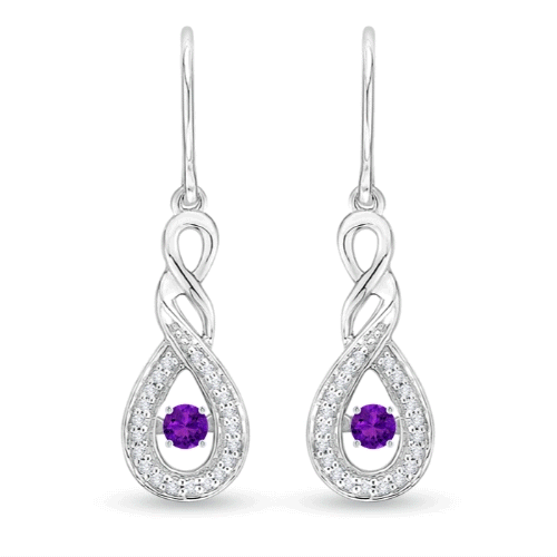 2.6mm AAAA Dancing Amethyst Infinity Drop Earrings with Diamond in S999 Silver 