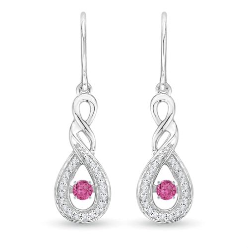 2.6mm AAAA Dancing Pink Sapphire Infinity Drop Earrings with Diamond in White Gold