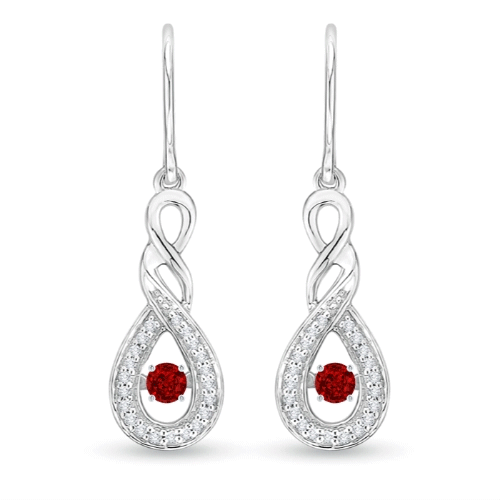 2.6mm AAAA Dancing Ruby Infinity Drop Earrings with Diamond in S999 Silver 