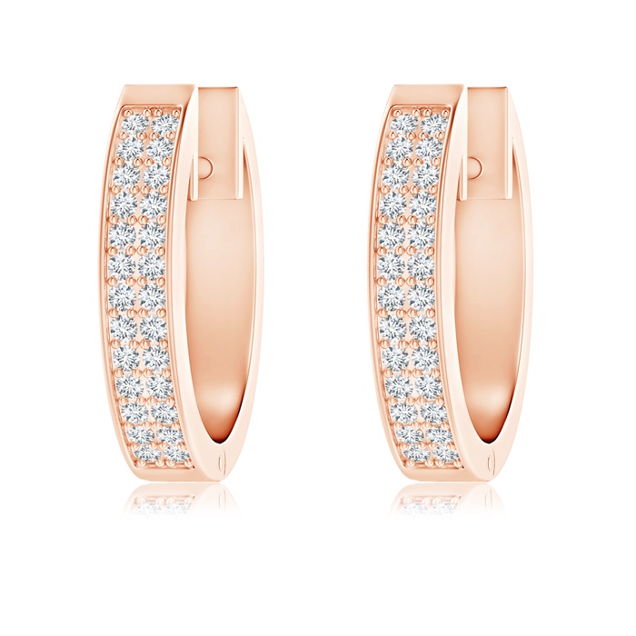 0.9mm GVS2 Pavé-Set Twin Row Diamond Hinged Hoop Earrings in Rose Gold