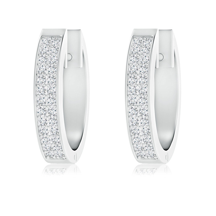 0.9mm GVS2 Pavé-Set Twin Row Diamond Hinged Hoop Earrings in White Gold