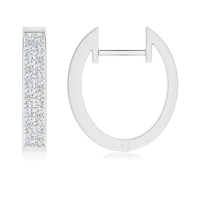 0.9mm GVS2 Pavé-Set Twin Row Diamond Hinged Hoop Earrings in White Gold Product Image