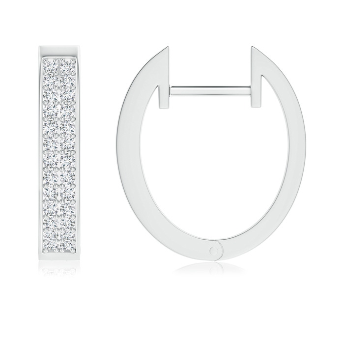 0.9mm GVS2 Pavé-Set Twin Row Diamond Hinged Hoop Earrings in White Gold product image