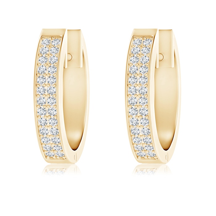 0.9mm GVS2 Pavé-Set Twin Row Diamond Hinged Hoop Earrings in Yellow Gold