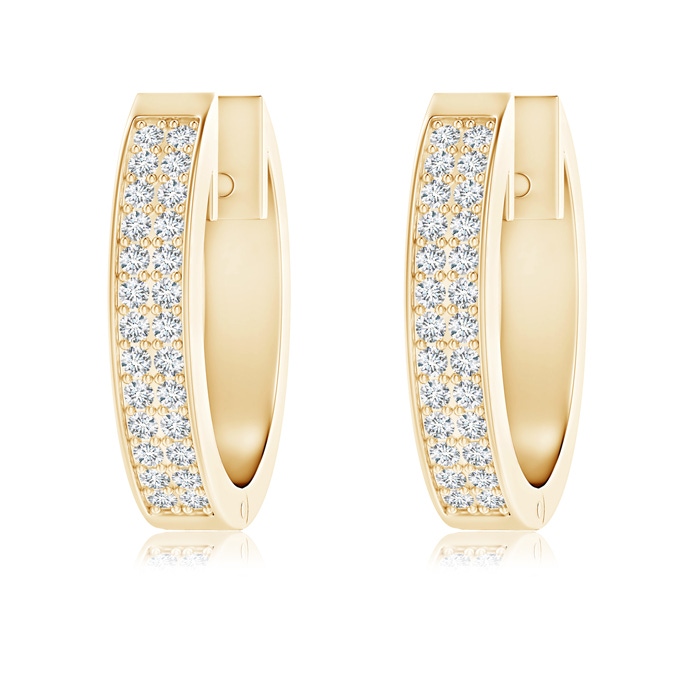 0.9mm GVS2 Pavé-Set Twin Row Diamond Hinged Hoop Earrings in Yellow Gold 