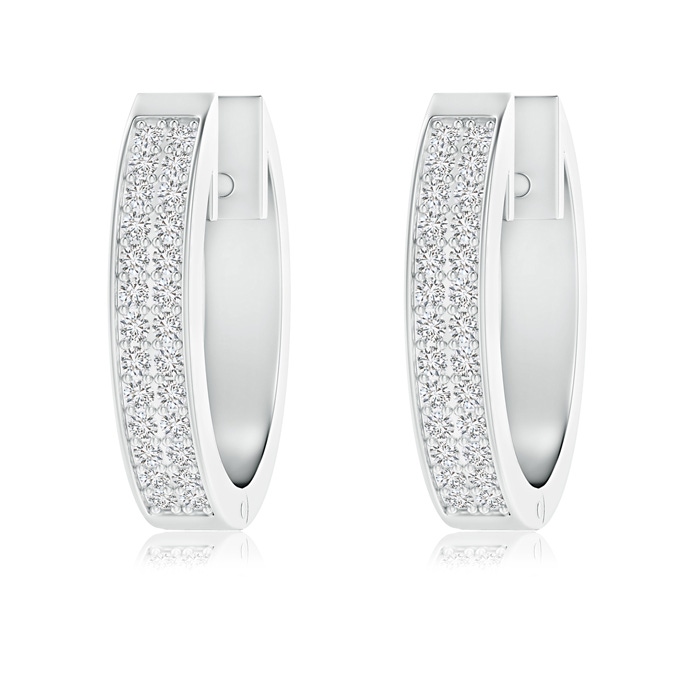 0.9mm HSI2 Pavé-Set Twin Row Diamond Hinged Hoop Earrings in White Gold 