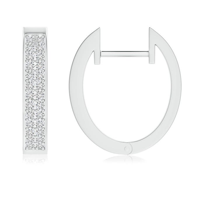 0.9mm HSI2 Pavé-Set Twin Row Diamond Hinged Hoop Earrings in White Gold - side 1