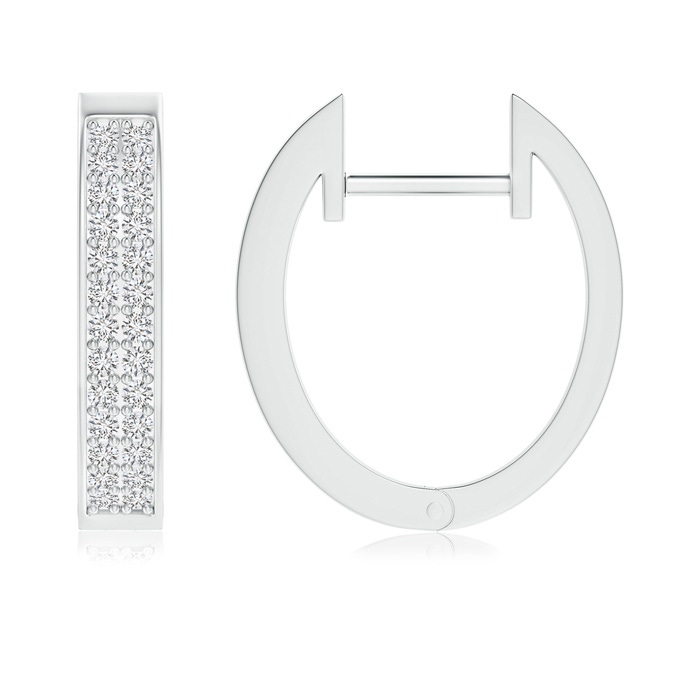 0.9mm HSI2 Pavé-Set Twin Row Diamond Hinged Hoop Earrings in White Gold product image