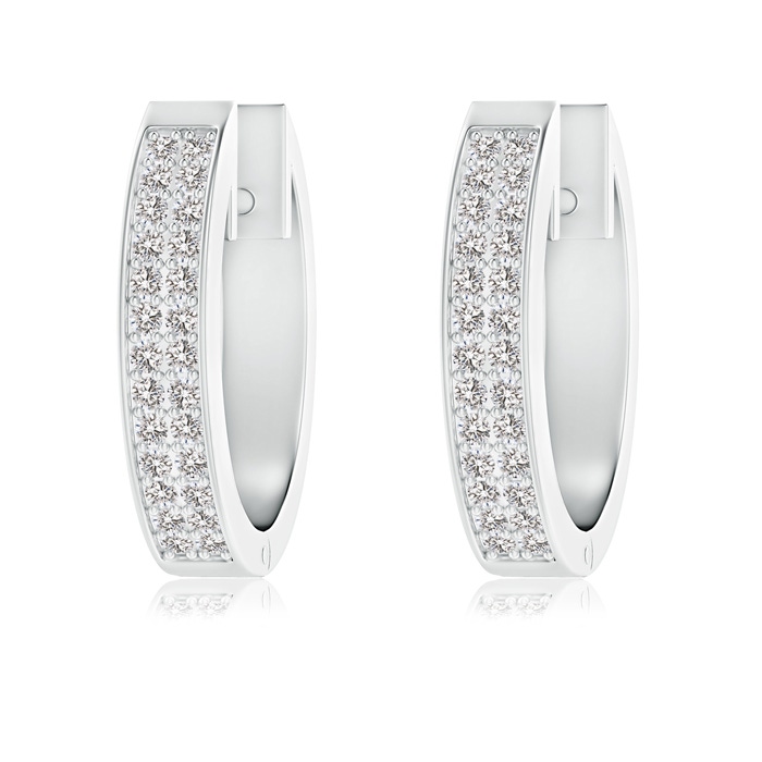 0.9mm IJI1I2 Pavé-Set Twin Row Diamond Hinged Hoop Earrings in 10K White Gold 