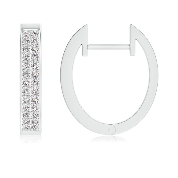 0.9mm IJI1I2 Pavé-Set Twin Row Diamond Hinged Hoop Earrings in 10K White Gold product image