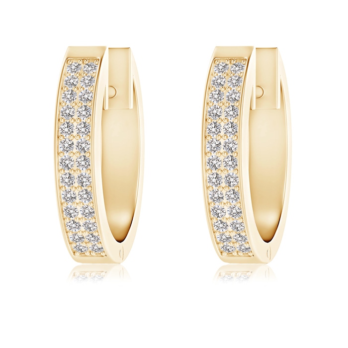 0.9mm IJI1I2 Pavé-Set Twin Row Diamond Hinged Hoop Earrings in Yellow Gold 