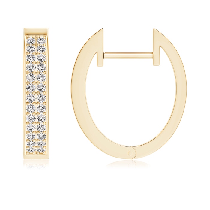 0.9mm IJI1I2 Pavé-Set Twin Row Diamond Hinged Hoop Earrings in Yellow Gold product image