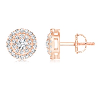 2.5mm GVS2 Circular Diamond Double Halo Stud Earrings in Rose Gold