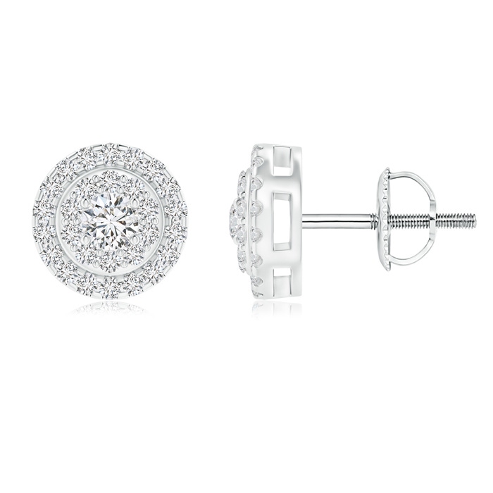 2.5mm HSI2 Circular Diamond Double Halo Stud Earrings in White Gold