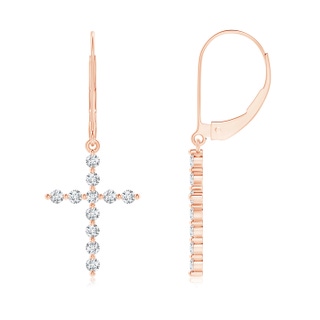 1.7mm GVS2 Diamond Cross Dangle Earrings in Rose Gold