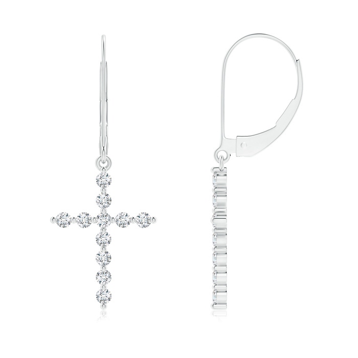 1.7mm GVS2 Diamond Cross Dangle Earrings in White Gold 