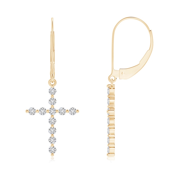 1.7mm HSI2 Diamond Cross Dangle Earrings in Yellow Gold 