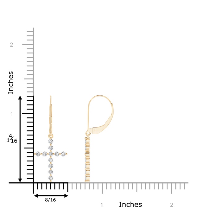 1.7mm HSI2 Diamond Cross Dangle Earrings in Yellow Gold product image