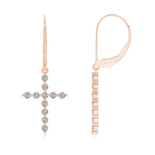 1.7mm KI3 Diamond Cross Dangle Earrings in Rose Gold