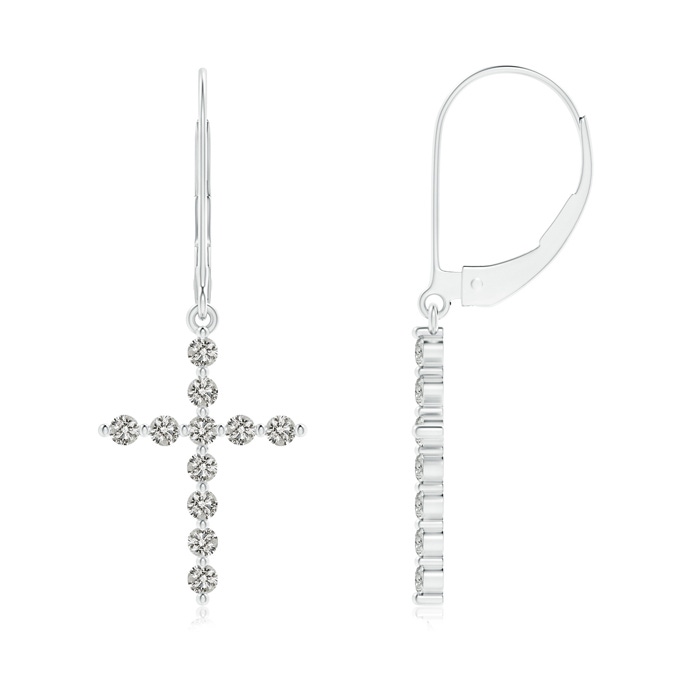 1.7mm KI3 Diamond Cross Dangle Earrings in White Gold 