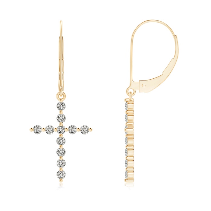 1.7mm KI3 Diamond Cross Dangle Earrings in Yellow Gold 