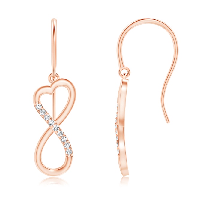 0.9mm GVS2 Diamond Infinity Heart Dangle Earrings in Rose Gold